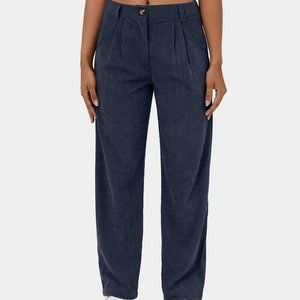 Halara Navy Pleated Mid Rise Corduroy Pants, Pockets